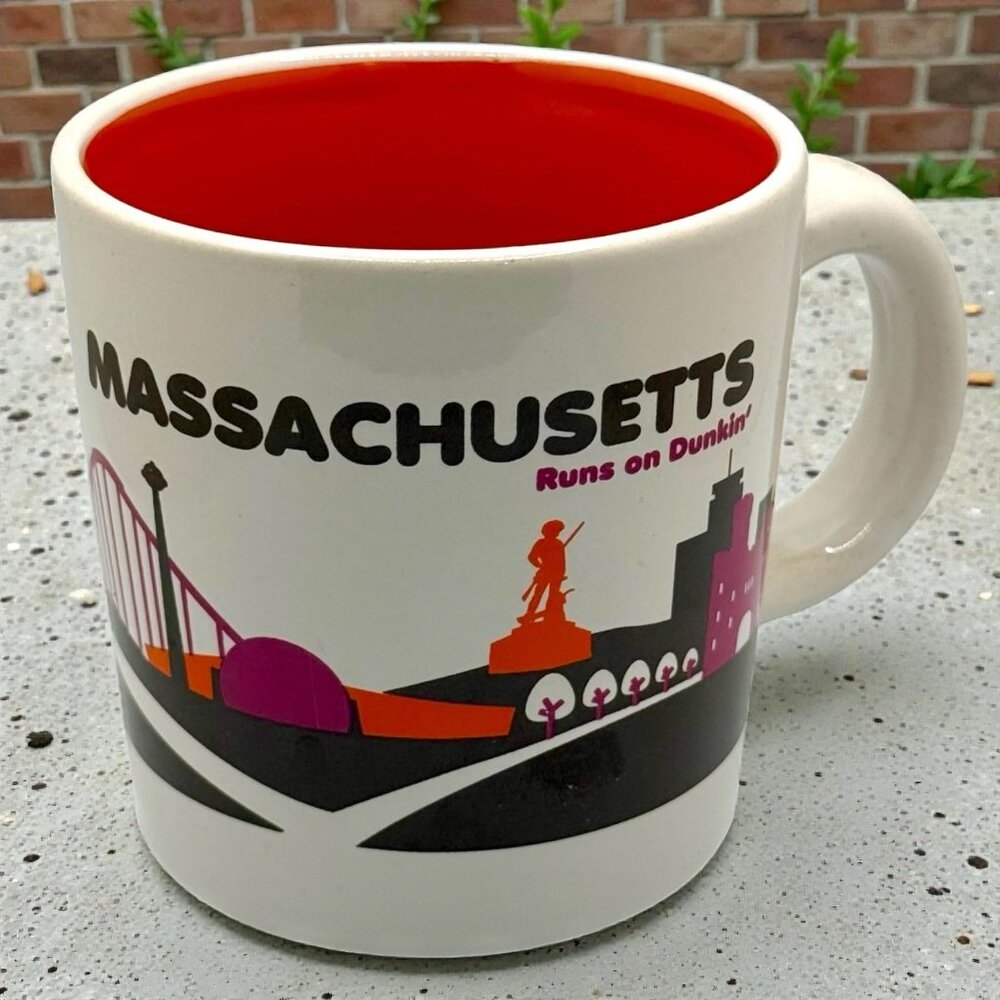 2012 Dunkin Donuts Massachusetts Coffee Mug Cup Orange & White 12oz Collectible‎